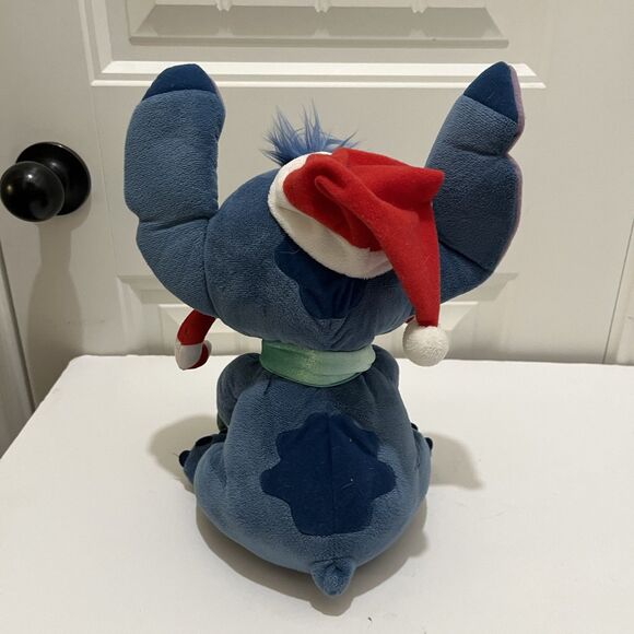 Disney Store 13” Stitch Holiday Plush Mittens Candy Cane Santa Hat Stuffed Toy - Picture 5 of 8